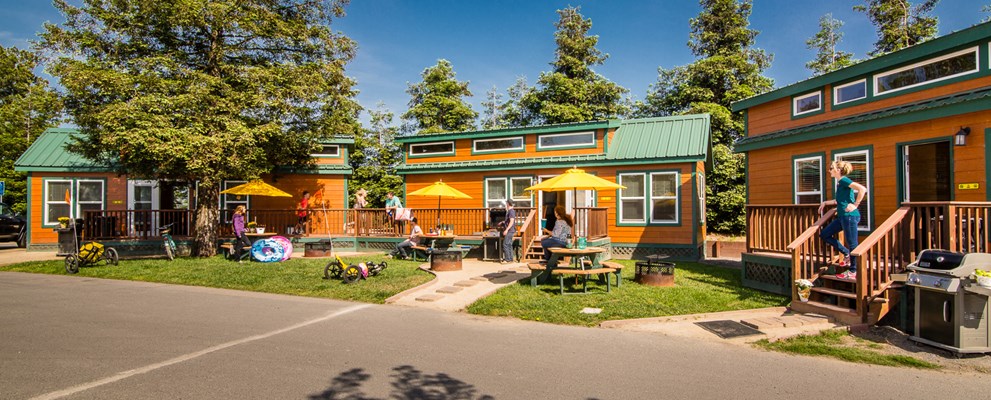 With additional floor space, a large bathroom(towels and sundries), private bedroom(with linens), sofa bed(with linens), loft area, gas bbq, picnic table and deck for your enjoyment. These lodges are both accessible and dog friendly.
